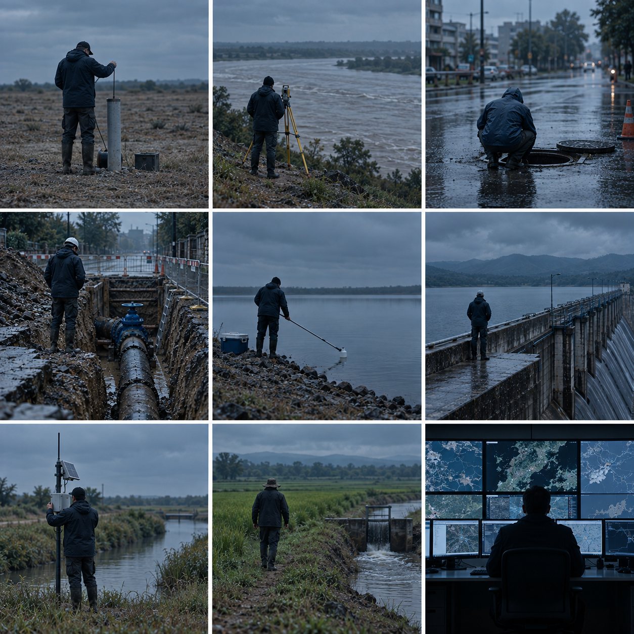 Nine scenes of field and network water work
